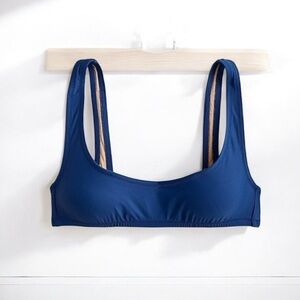 🌻NEW w.tags J. Crew Blue Heritage Scoopneck Bikini Top Size Small